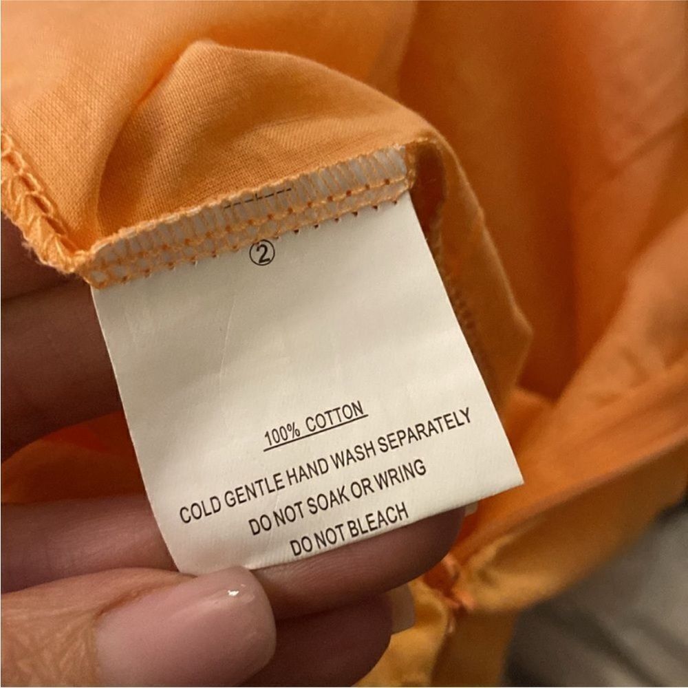 Indian 100% cotton Elegant Orange Lace Trim Dress, M - Picture 14 of 14